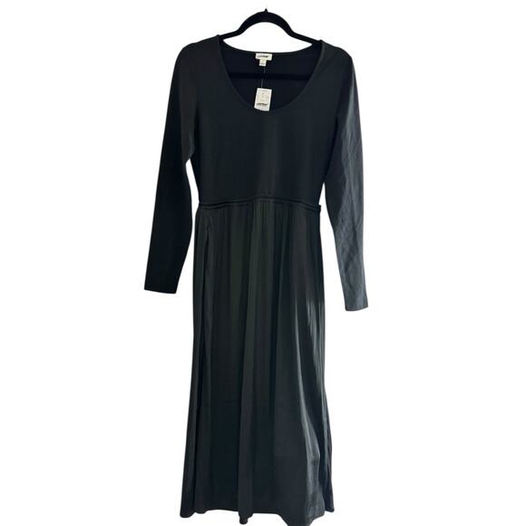 NWT J. Crew Mixed Knit Black Long Sleeve Midi Dress Size Small - Picture 2 of 8